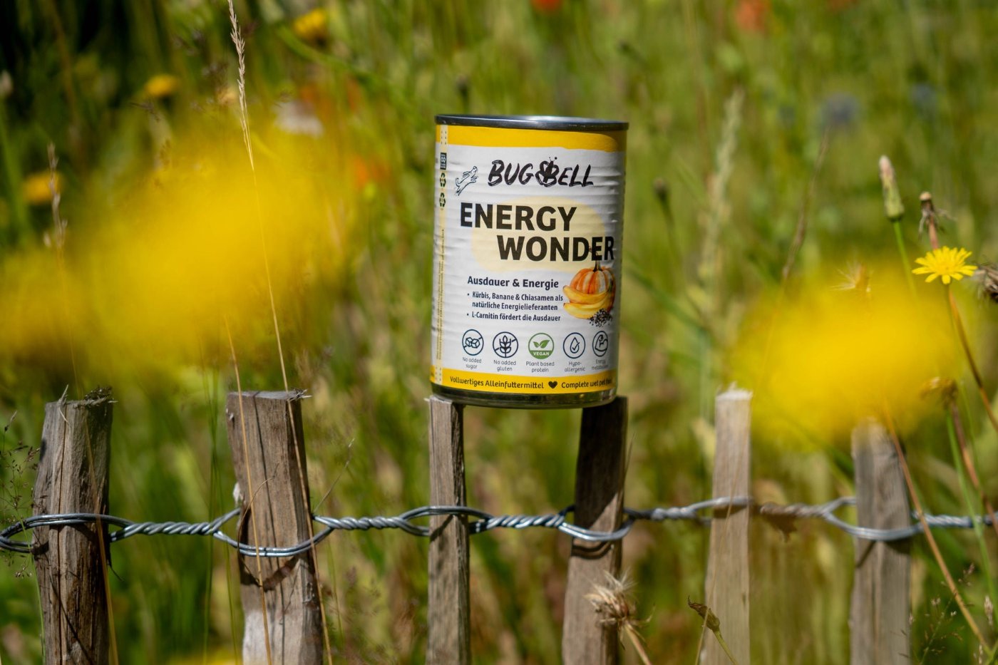 BugBell Energy Wonder: Veganes Nassfutter für Hunde mit Kürbis, Banane und Chiasamen – perfekte Energiequelle für Ausdauer und Vitalität. Mit L-Carnitin zur Unterstützung der Fitness, hypoallergen und leicht verdaulich. Ideal für aktive Hunde!