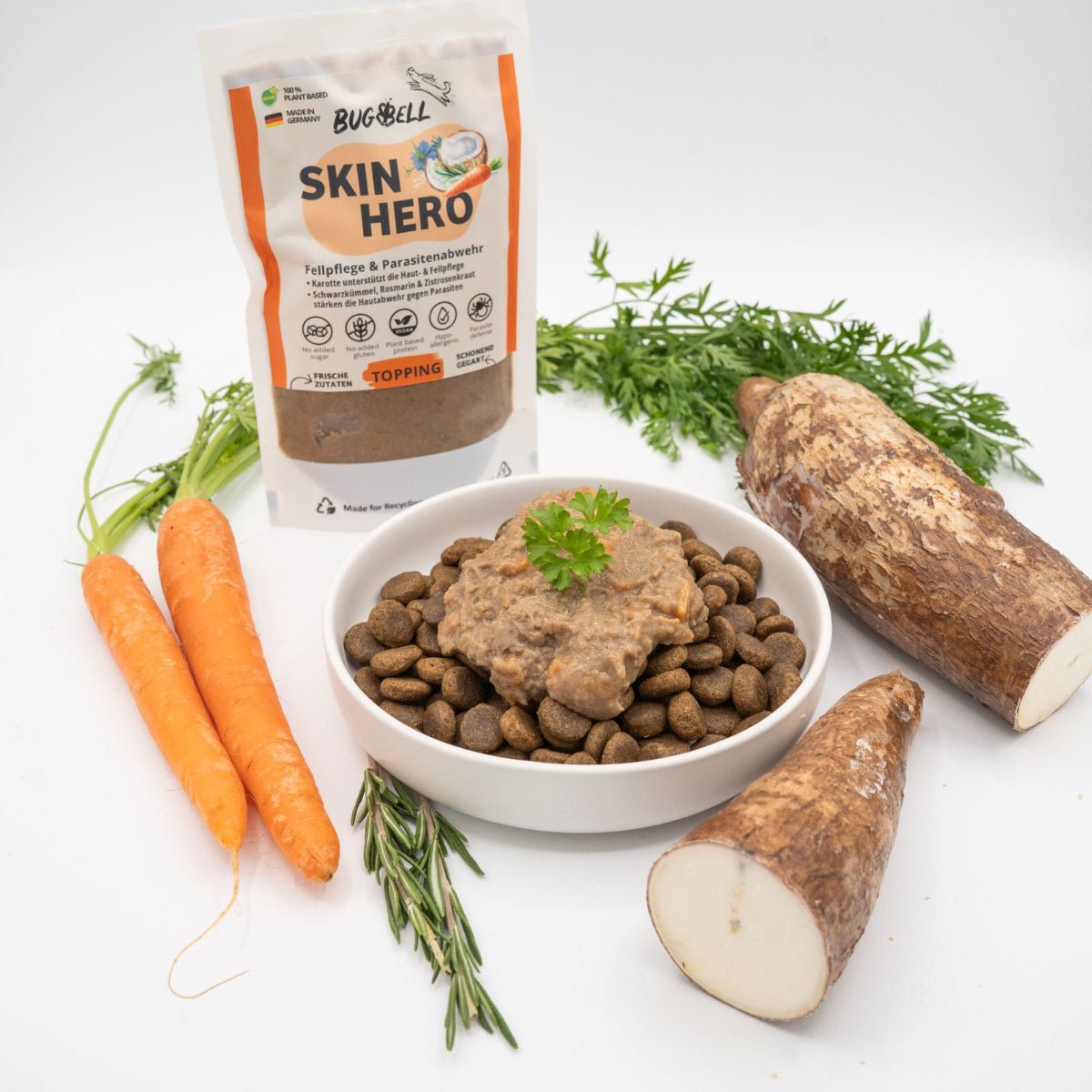 BugBell SkinHero Topping für Hunde. Ideal für die Plege des Fells für Hunde.