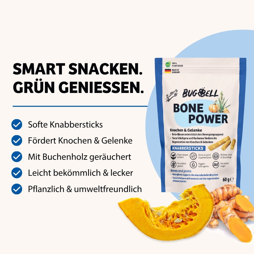 Knochen und Gelenke beim Hund. BonePower Knabbersticks von BugBell