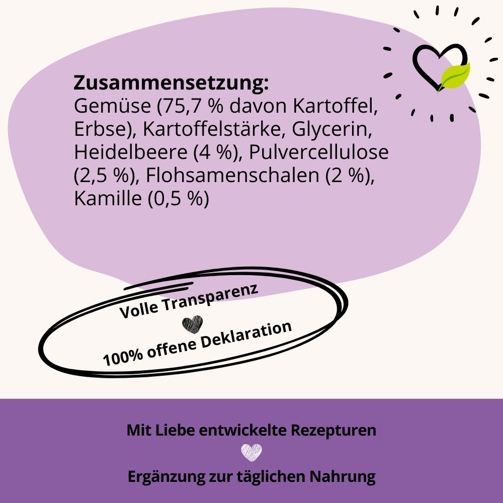 Zusammensetzung Knabbersticks von BugBell. Gemüse, Kartoffel für den Hund