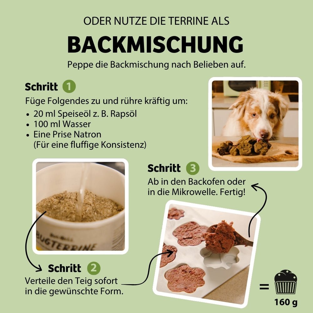 BugBell Terrinen als Backmischung für Hunde – einfache Zubereitung in 3 Schritten