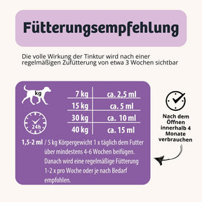 Leicht und magenschonendes Darm Elixier hilft bei Verdauungsproblemen wie Blähungen, Durchfall, Verstopfung, schlechter Kotkonsistenz, Appetitlosigkeit und Sodbrennen und unterstützt Hunde, die Gras oder Kot fressen, für eine gesunde Verdauung.