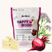 BugBell Happy Mood fördert den Hormonhaushalt deines Hundes mit natürlichen Zutaten wie Baldrian, Mönchspfeffer und Käse zur Unterstützung der Glückshormon-Produktion. Ideal für Rüden und Hündinnen – hypoallergen und ohne künstliche Zusätze.