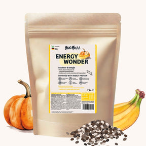 BugBell Energy Wonder liefert Ausdauer und Energie für aktive Hunde. Mit Kürbis, Banane und Chiasamen als natürliche Energiequellen, ergänzt durch hochwertiges Insektenprotein. Ohne künstliche Zusätze, hypoallergen und optimal für eine gesunde Vitalität.