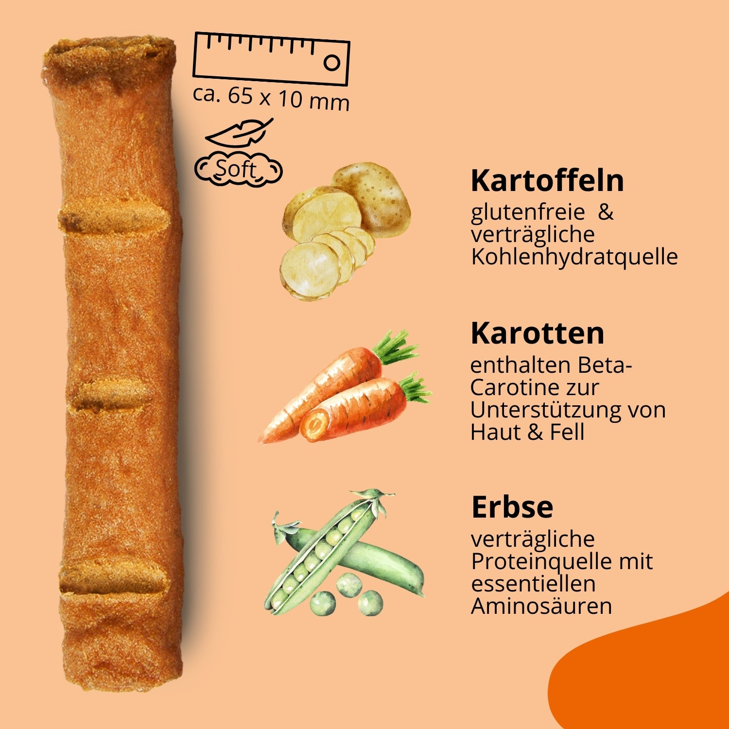 Soft snack sticks - carrot